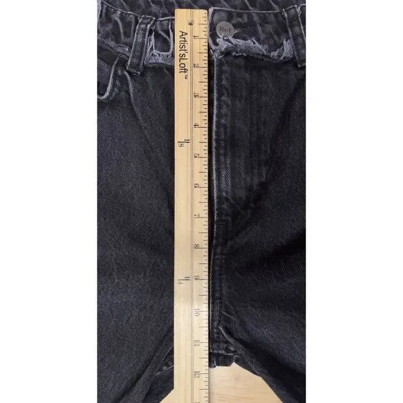 Reformation Crop Cigarette Euphrates Raw Hem Frayed Charcoal‎ Black - Picture 13 of 16